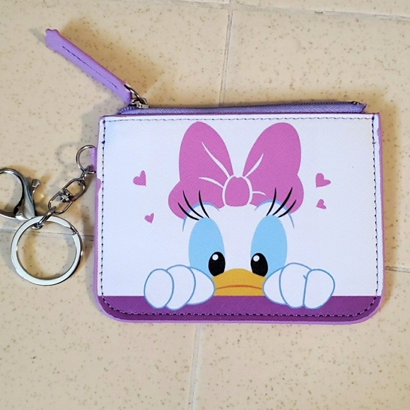 Daisy Duck zippered bag pouch with ID pocket & key ring NWNT - Picture 1 of 5